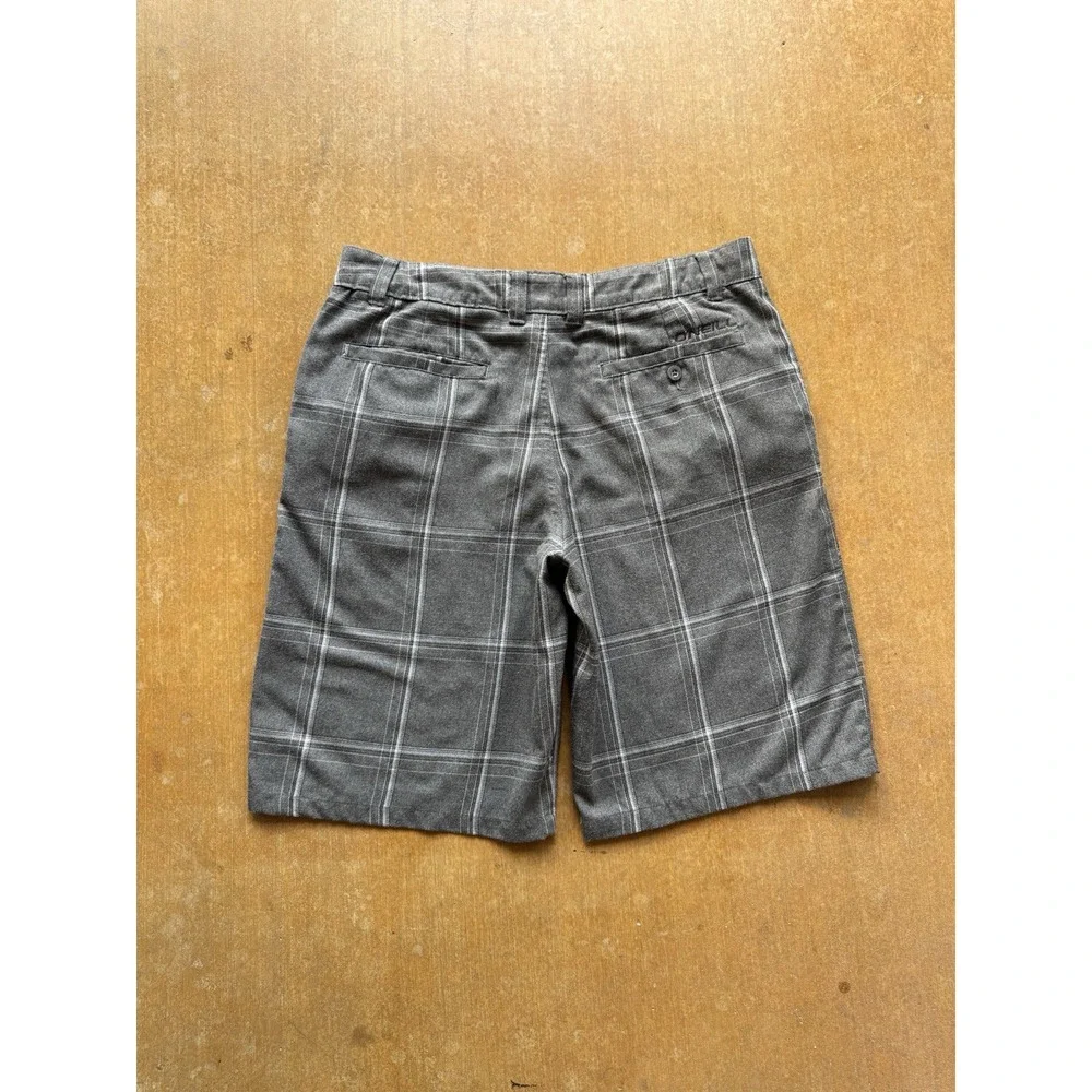 VTG Y2K O’Neill Plaid Checkered Gray Light Jorts Shorts Skater Baggy Y2K 34W